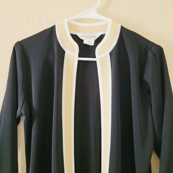 Exclusively Misook Womens Black Cardigan Size Xsmall Petite Pockets Timeless - Picture 2 of 8